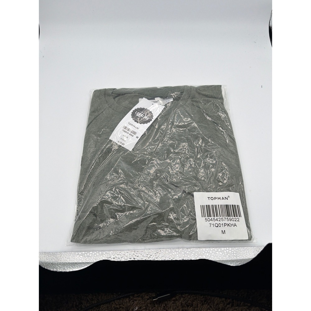 Topman Mens Longline T-Shirt Khaki Green Crew Neck 71Q01PKHA Size M NWT